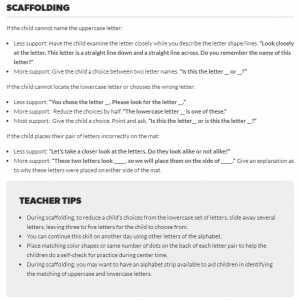 Activity scaffolds and teacher tips