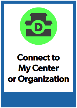 Button showing connect to my center or organization