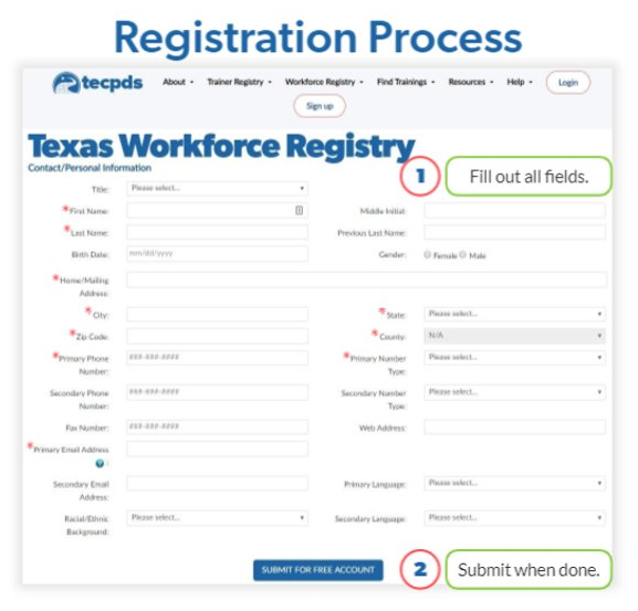 TECPDS registration form